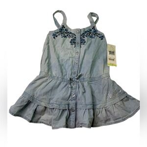 GUESS Kids Denim Dress With Embroidered Top And Ruffle Skirt Sz 4T‎ SpringNWT